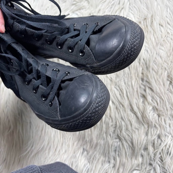 Converse All Stars Men's 9 Women's 11 All Black High Top Sneakers Classic - Picture 4 of 7